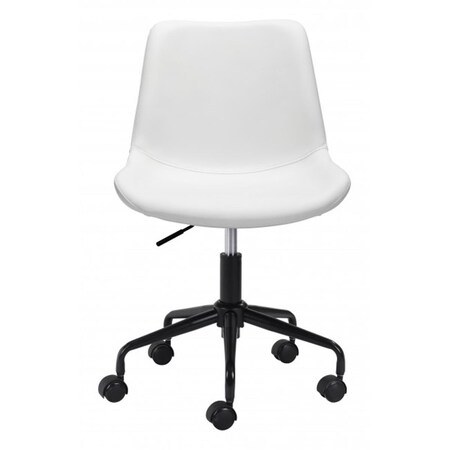 Gfancy Fixtures 35.2 x 21.7 x 23.6 in. Modern White Faux Leather Rolling Office Chair GF3647702
